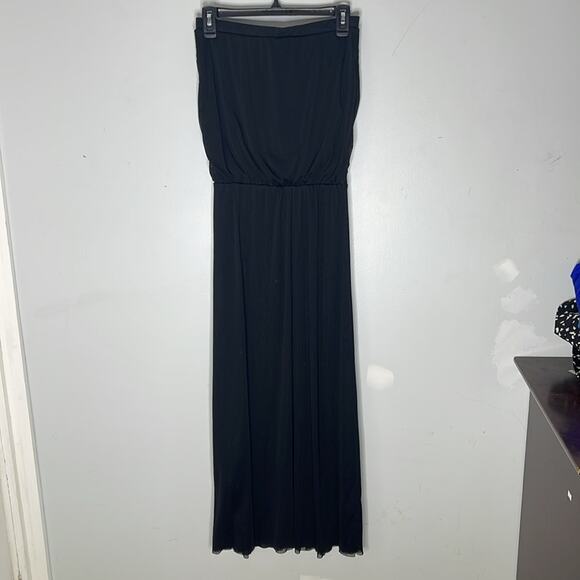 CYNTHIA ROWLEY Black Sheer Double Layered Mesh Strapless Dress Size Medium - Picture 6 of 9